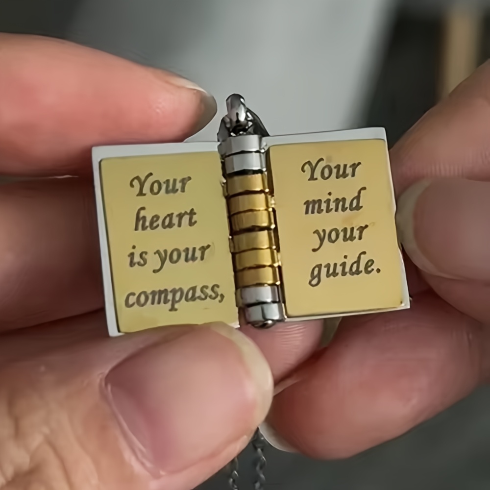 Personalized Golden Mini Book Pendant Necklace — Custom Gift